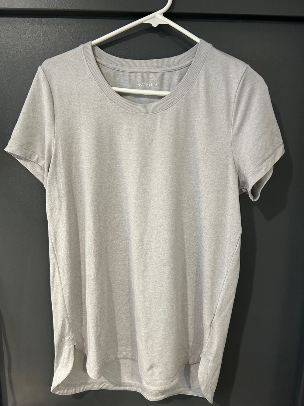Athleta Light Gray Short Sleeve Crew Tee - Heathered